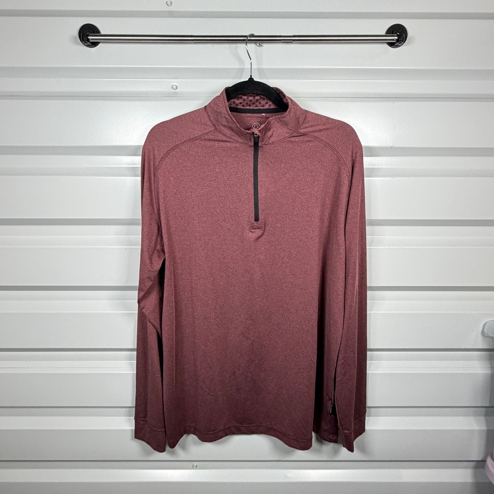 Swannies Quarter Zip Pullover Mens Large Maroon Heathered Performance Golf